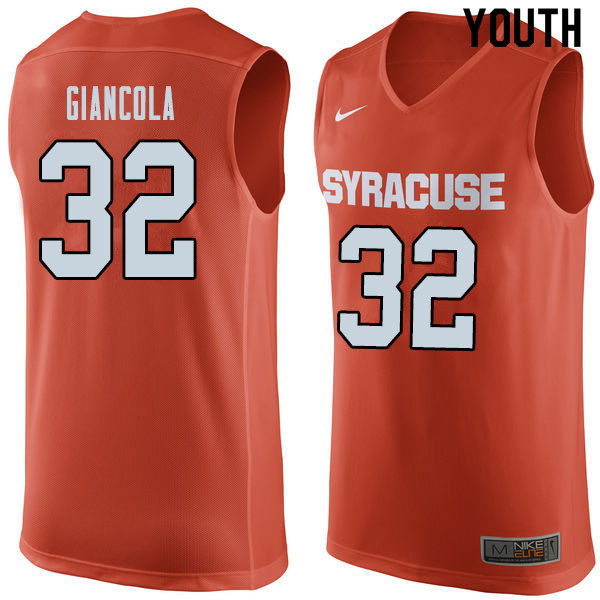 Youth #32 Nick Giancola Syracuse Orange College Basketball Jerseys Sale-Orange